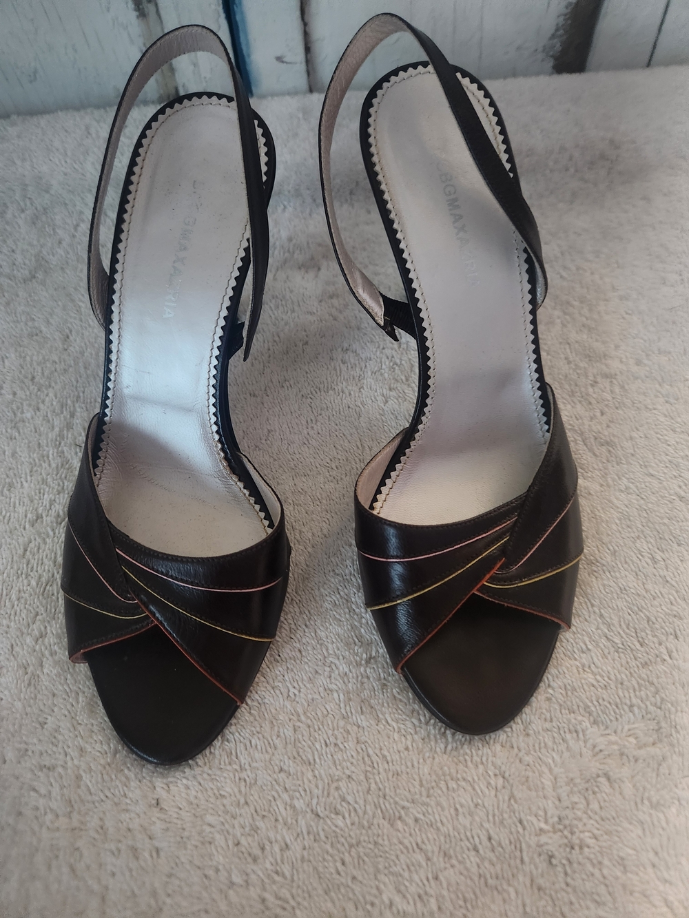 BCBG/MAX AZARIA - Brown with Stripes Sling Back & Peep Toe